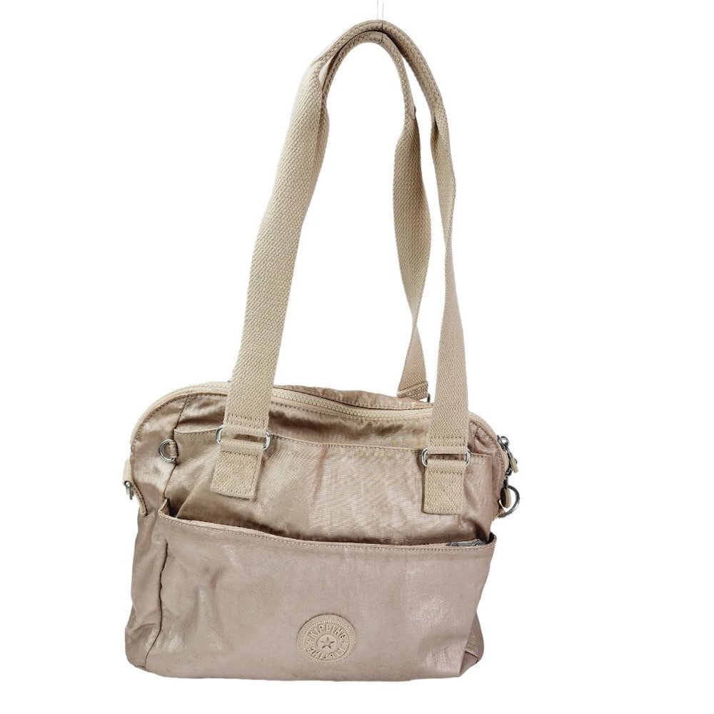 Kipling Elysia Metallic Shoulder Bag Rose Gold Strap‎ Zipper Medium Travel - Picture 2 of 15